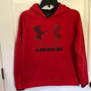 Boys Youth Large Under Armour red/black trim hoodie
